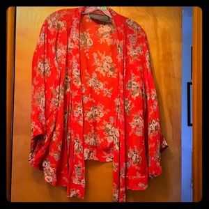 Free people kimono red floral